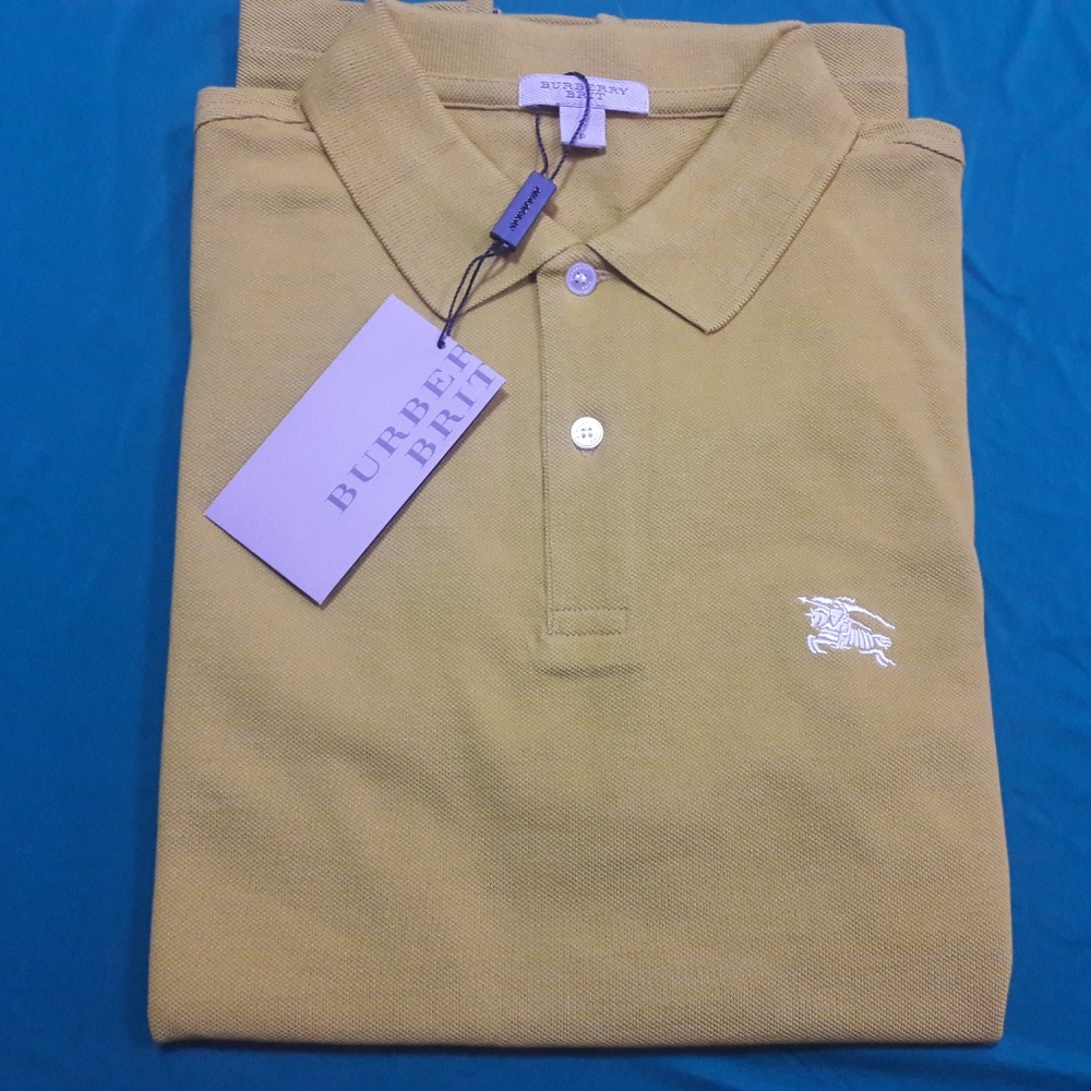 BURBERRY BRIT MEN GORSE YELLOW COTTON POLO SHIRT